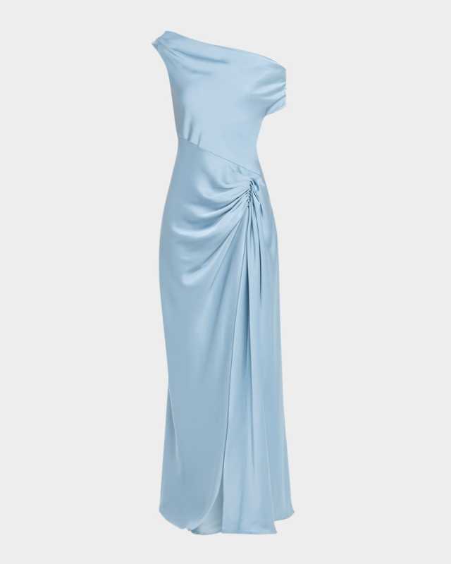 Camilla Draped Open-Back Satin Gown